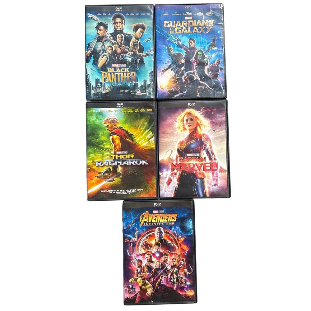 Marvel Studios 5 film DVD bundle Black Panther Guardians Thor Avengers Infinity